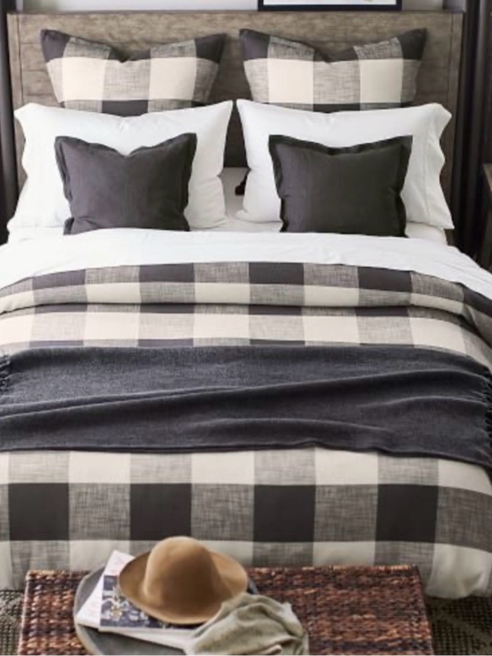 Pottery Barn Black and White Buffalo Check Duvet Cover